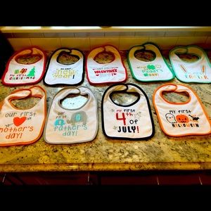 “My first” Holiday baby bibs.